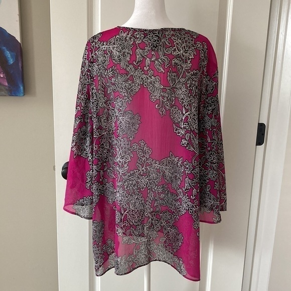 Catherines 18 womens blouse purple black sheer - Picture 7 of 9